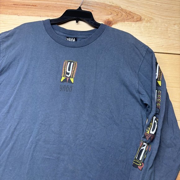 Vintage Yaga Shirt Mens Large Blue Long Sleeve Stussy Surf USA Made - Picture 2 of 13